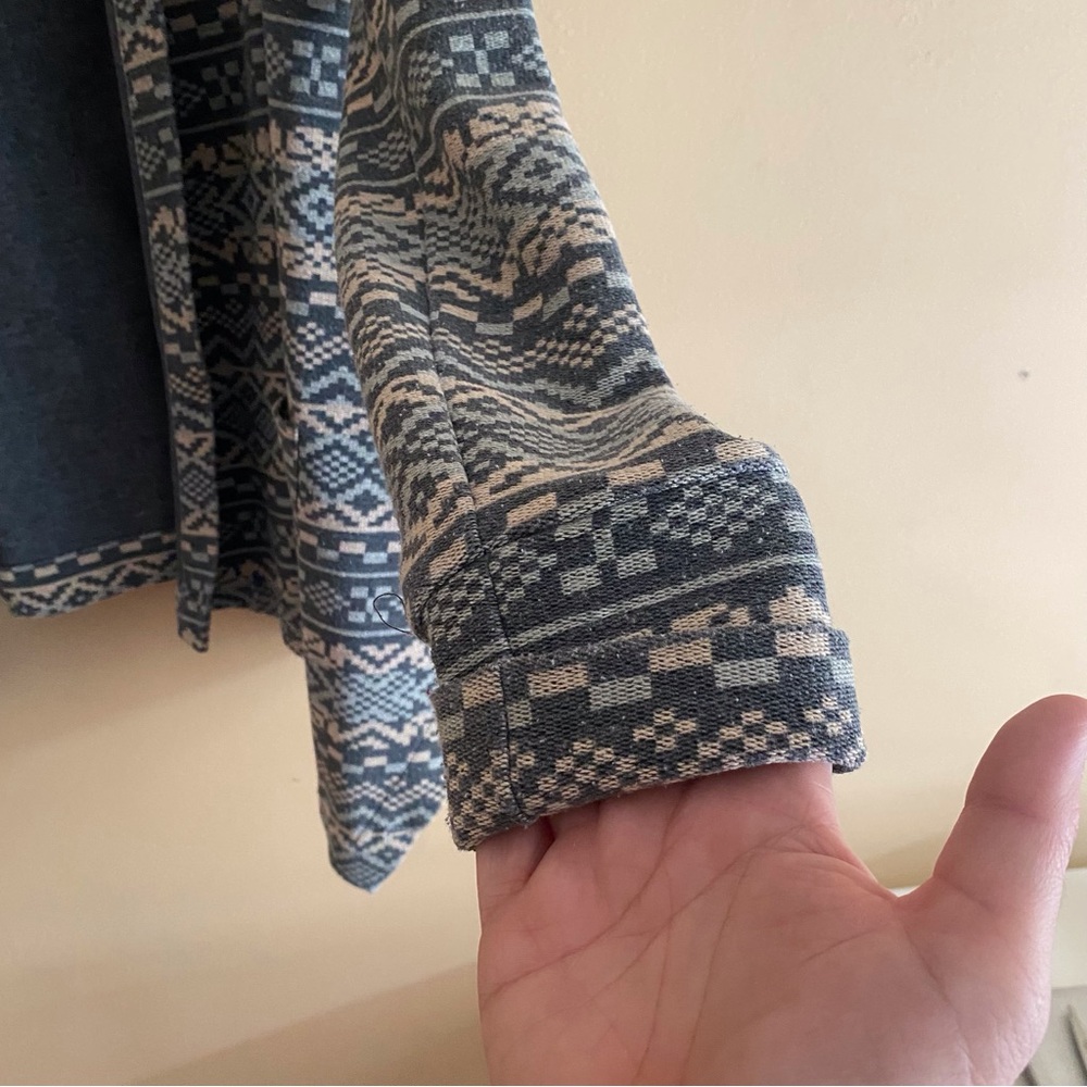 Roots Canada Fair Isle Open Cardigan Sweater Blue Nordic Knit Size Medium Office - Picture 7 of 15